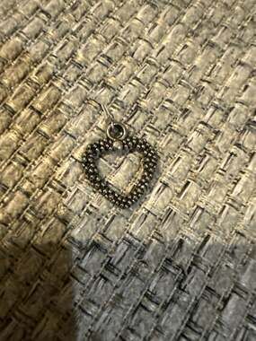 Silpada Sterling Silver Oxidized Beaded Popcorn Heart Pendant Charm